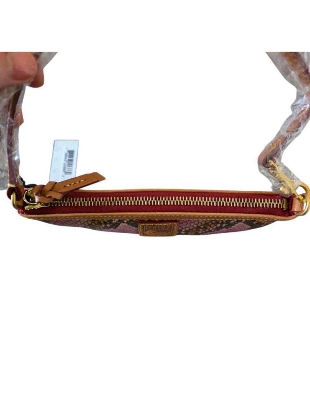 NWT Dooney & Bourke Pink Python Snake Leather Large Slim Wristlet Clutch Rare - Picture 9 of 16